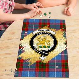 Scottish Newton Clan Tartan Puzzle - Gold Style Scottish Plaid Tartan Plaid