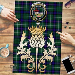 Scottish MacDonald of the Isles Hunting Modern Clan Tartan Puzzle - Thistle Gold Style Scottish Plaid Tartan Plaid