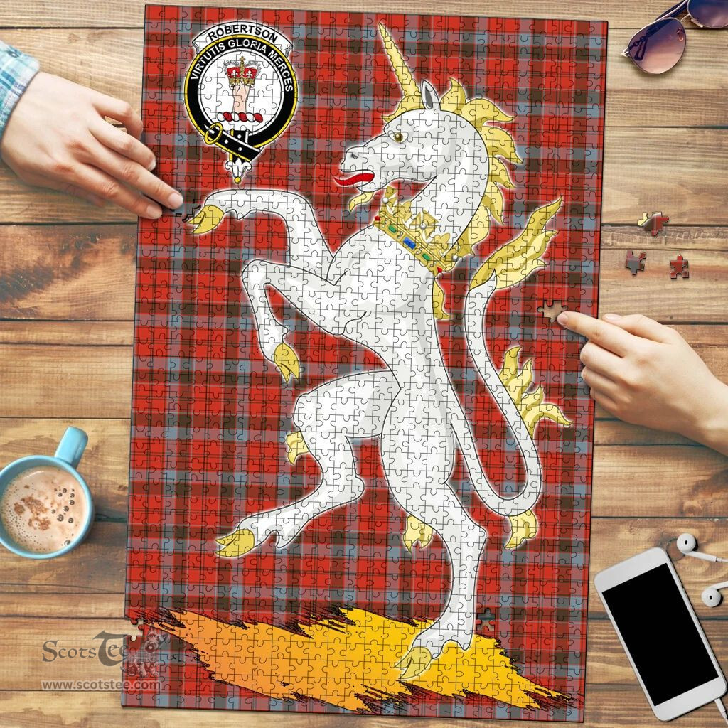 Scottish Robertson Weathered Clan Tartan Puzzle - Unicorn Style Scottish Plaid Tartan Plaid