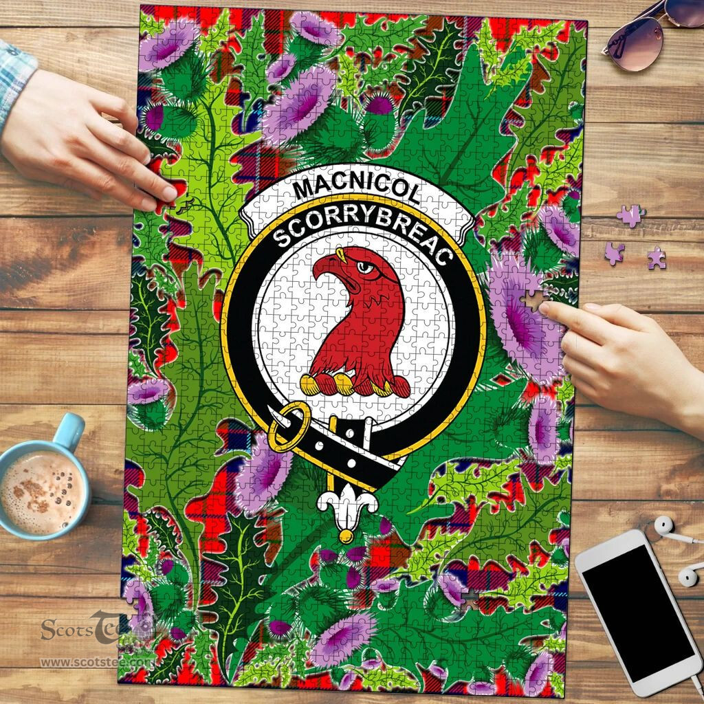Scottish MacNicol of Scorrybreac Clan Tartan Puzzle - Thistle Pattern Style Scottish Plaid Tartan Plaid
