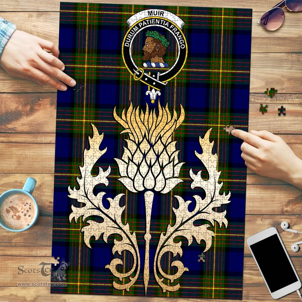 Scottish Muir Clan Tartan Puzzle - Thistle Gold Style Scottish Plaid Tartan Plaid