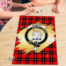 Scottish Ramsay Modern Clan Tartan Puzzle - Gold Style Scottish Plaid Tartan Plaid