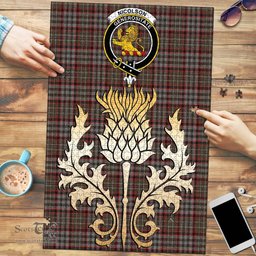 Scottish Nicolson Hunting Weathered Clan Tartan Puzzle - Thistle Gold Style Scottish Plaid Tartan Plaid
