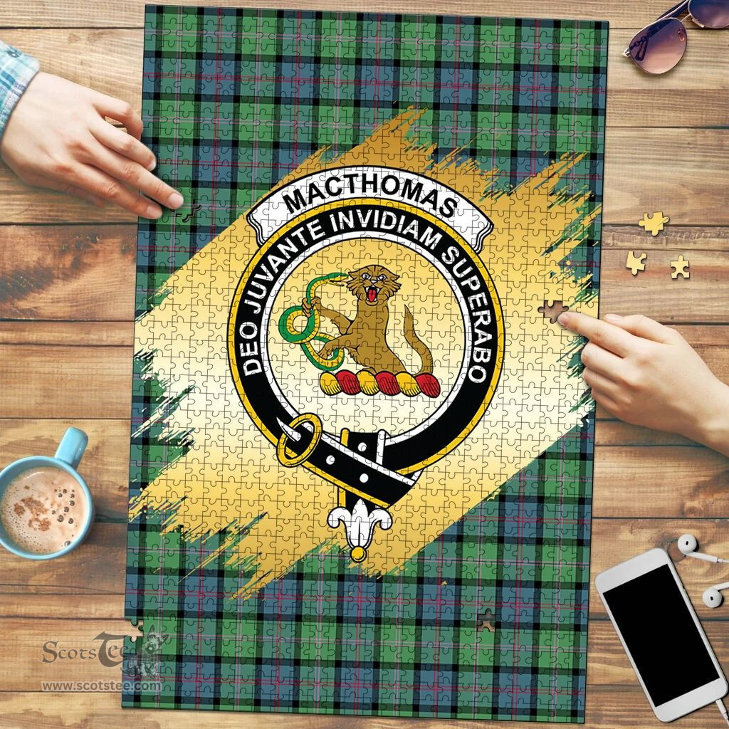 Scottish MacThomas Ancient Clan Tartan Puzzle - Gold Style Scottish Plaid Tartan Plaid