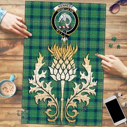 Scottish Kennedy Ancient Clan Tartan Puzzle - Thistle Gold Style Scottish Plaid Tartan Plaid