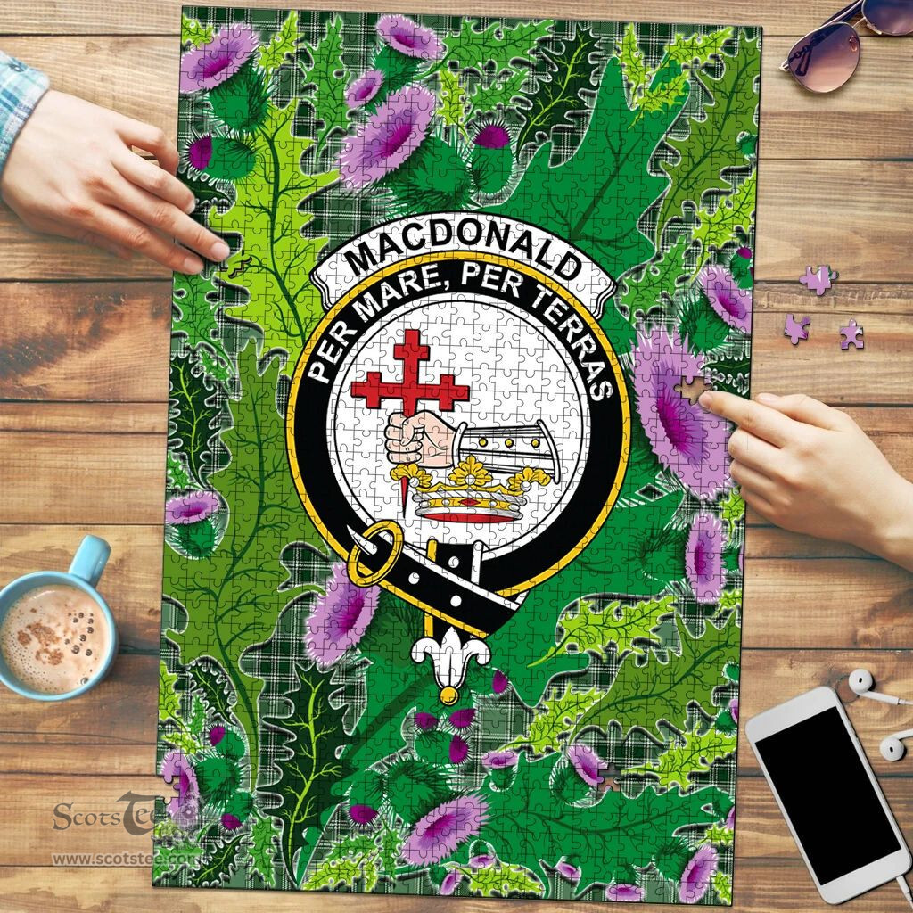 Scottish MacDonald Lord of the Isles Hunting Clan Tartan Puzzle - Thistle Pattern Style Scottish Plaid Tartan Plaid
