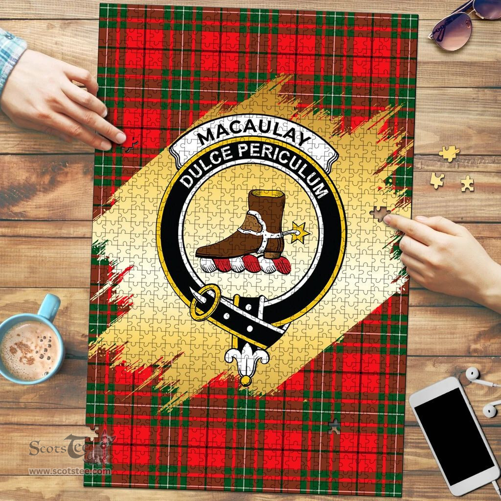 Scottish MacAulay Modern Clan Tartan Puzzle - Gold Style Scottish Plaid Tartan Plaid