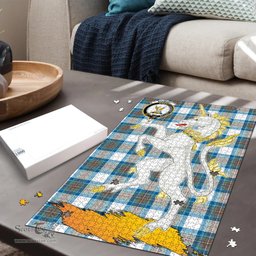 Scottish Stewart Muted Blue Clan Tartan Puzzle - Unicorn Style Scottish Plaid Tartan Plaid