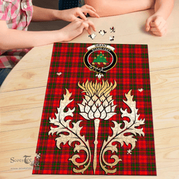Scottish Grant Modern Clan Tartan Puzzle - Thistle Gold Style Scottish Plaid Tartan Plaid