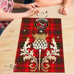 Scottish MacDougall Modern Clan Tartan Puzzle - Thistle Gold Style Scottish Plaid Tartan Plaid
