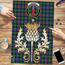 Scottish Logan Ancient Clan Tartan Puzzle - Thistle Gold Style Scottish Plaid Tartan Plaid