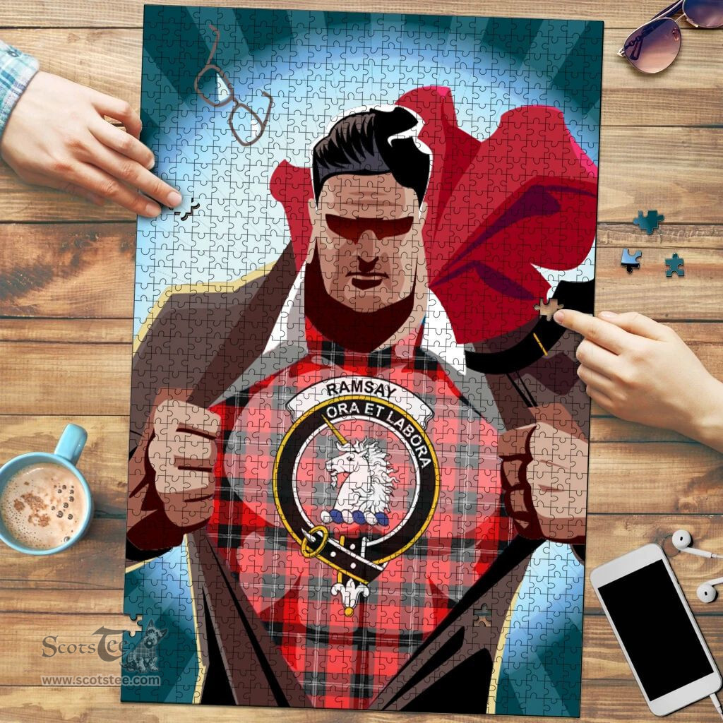 Scottish Ramsay Modern Clan Tartan Puzzle - Supper Hero Style Scottish Plaid Tartan Plaid