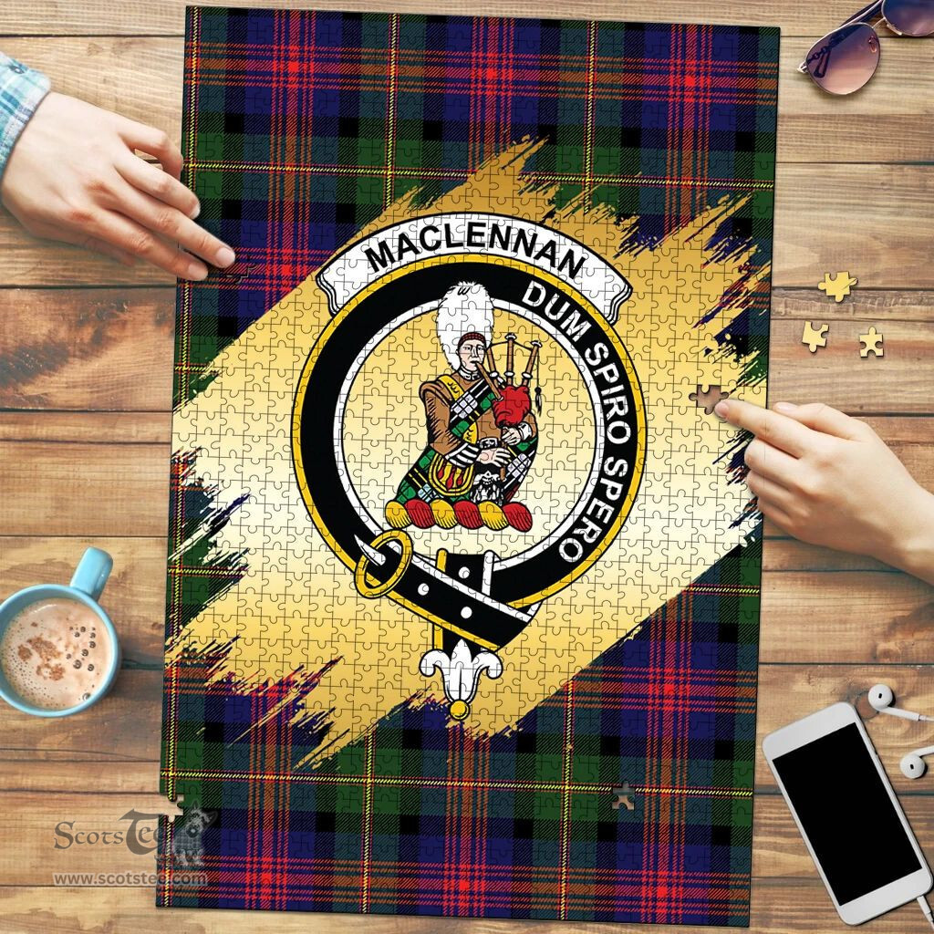 Scottish MacLennan Clan Tartan Puzzle - Gold Style Scottish Plaid Tartan Plaid