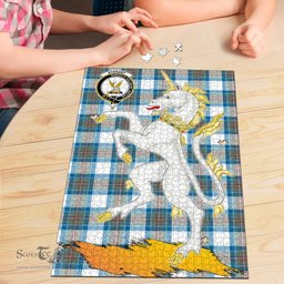 Scottish Stewart Muted Blue Clan Tartan Puzzle - Unicorn Style Scottish Plaid Tartan Plaid