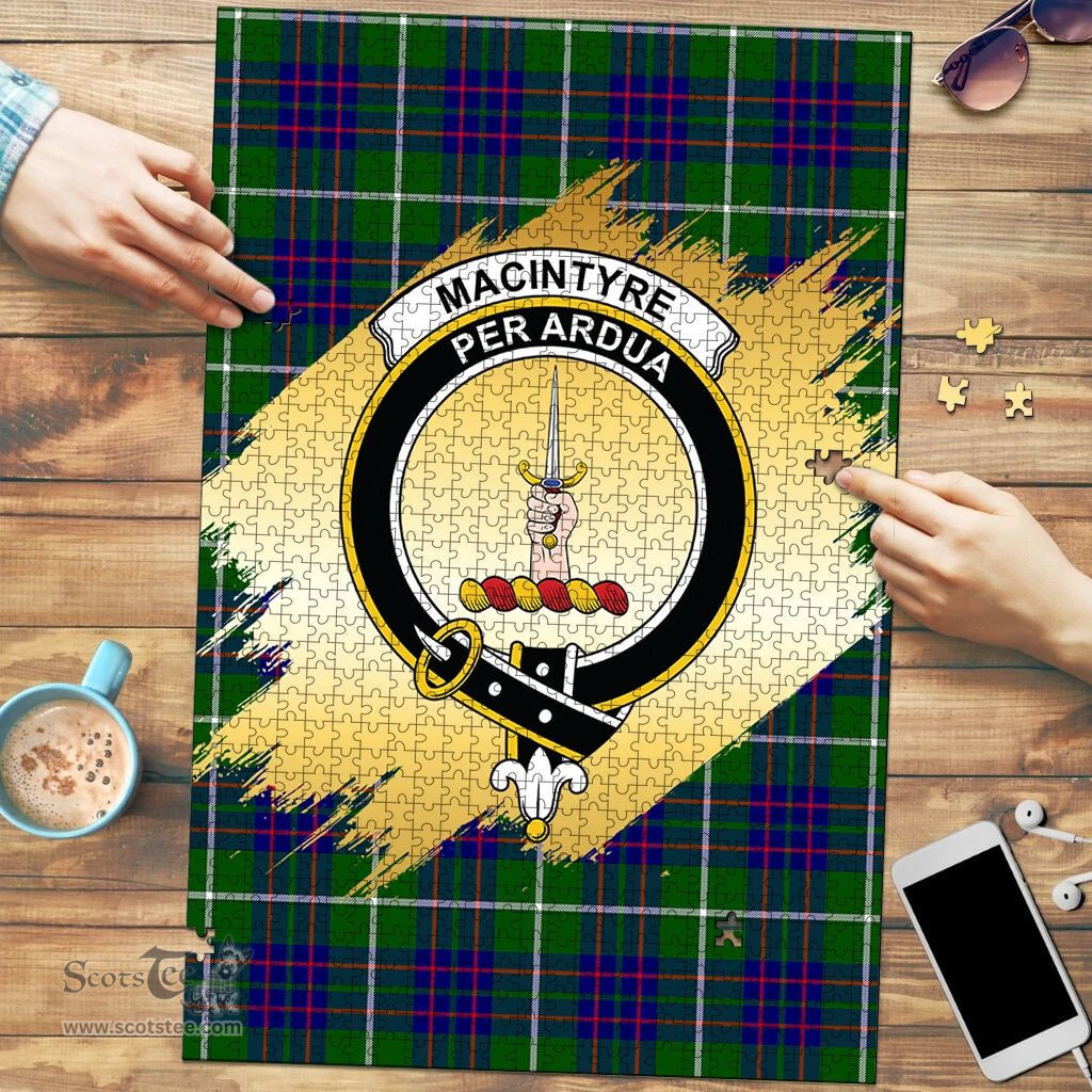 Scottish MacIntyre Hunting Modern Clan Tartan Puzzle - Gold Style Scottish Plaid Tartan Plaid