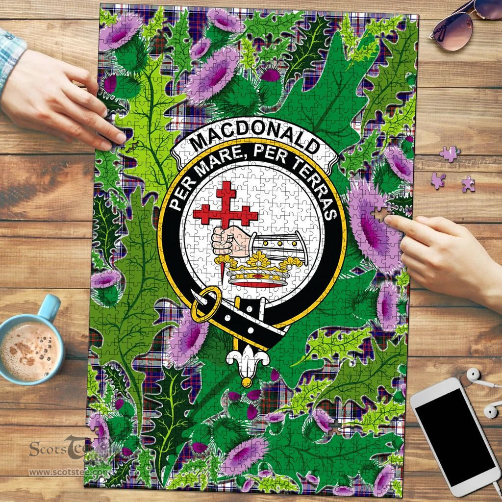 Scottish MacDonald Dress Modern Clan Tartan Puzzle - Thistle Pattern Style Scottish Plaid Tartan Plaid