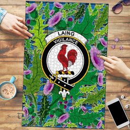 Scottish Laing Clan Tartan Puzzle - Thistle Pattern Style Scottish Plaid Tartan Plaid