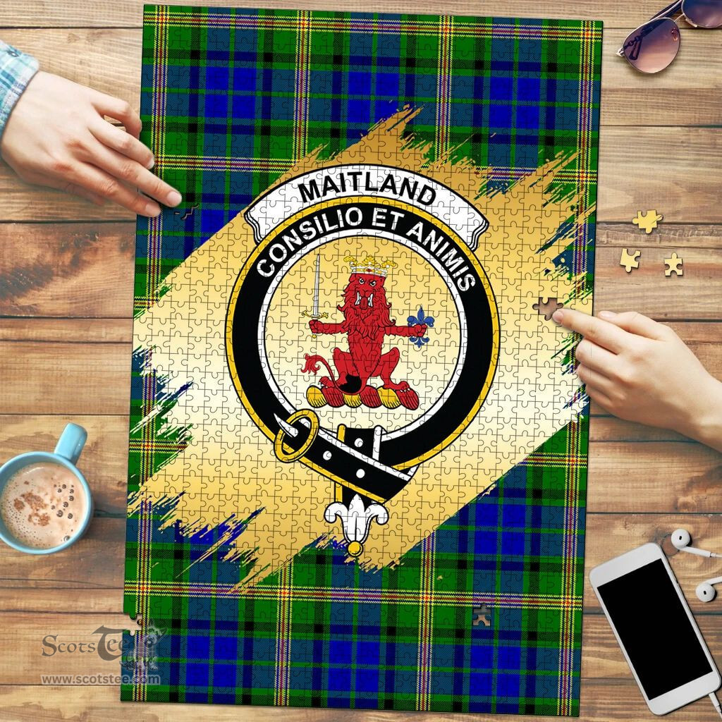 Scottish Maitland Clan Tartan Puzzle - Gold Style Scottish Plaid Tartan Plaid