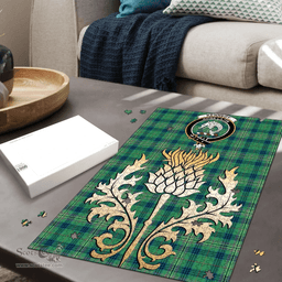 Scottish Kennedy Ancient Clan Tartan Puzzle - Thistle Gold Style Scottish Plaid Tartan Plaid
