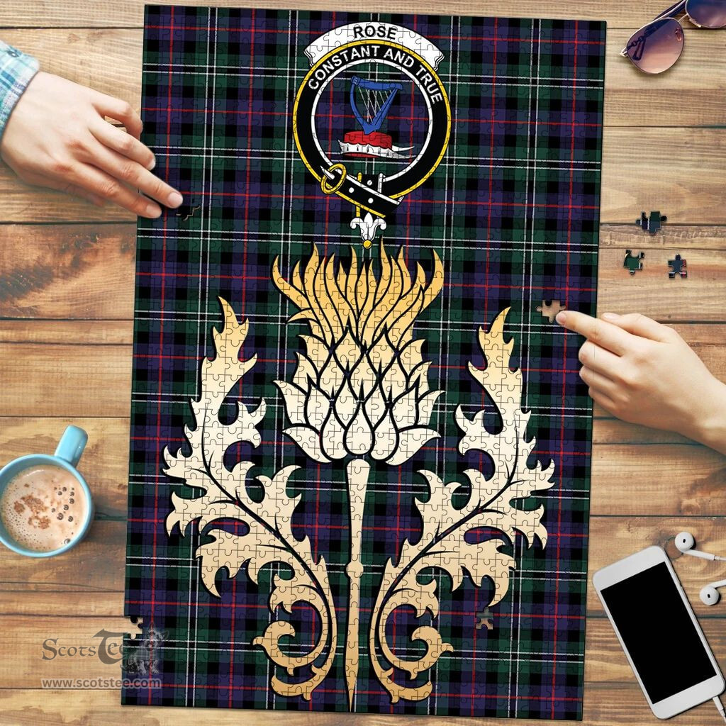 Scottish Rose Hunting Modern Clan Tartan Puzzle - Thistle Gold Style Scottish Plaid Tartan Plaid