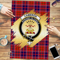 Scottish Cameron of Lochiel Modern Clan Tartan Puzzle - Gold Style Scottish Plaid Tartan Plaid