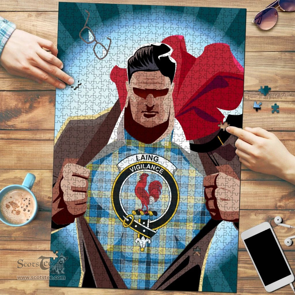 Scottish Laing Clan Tartan Puzzle - Supper Hero Style Scottish Plaid Tartan Plaid