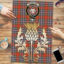 Scottish MacFarlane Ancient Clan Tartan Puzzle - Thistle Gold Style Scottish Plaid Tartan Plaid