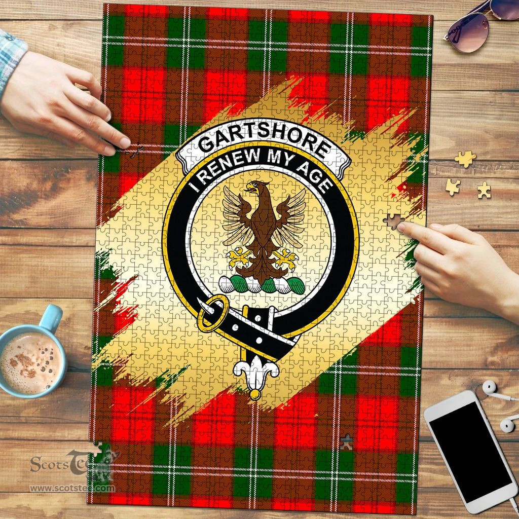 Scottish Gartshore Clan Tartan Puzzle - Gold Style Scottish Plaid Tartan Plaid