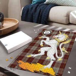 Scottish Cunningham Burgundy Dancers Clan Tartan Puzzle - Unicorn Style Scottish Plaid Tartan Plaid