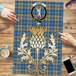 Scottish Napier Ancient Clan Tartan Puzzle - Thistle Gold Style Scottish Plaid Tartan Plaid