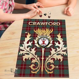 Scottish Crawford Modern Clan Tartan Puzzle - Thistle Scotland Style Scottish Plaid Tartan Plaid