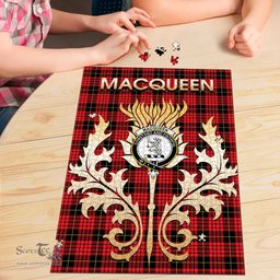 Scottish MacQueen Modern Clan Tartan Puzzle - Thistle Scotland Style Scottish Plaid Tartan Plaid