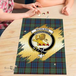 Scottish Nicolson Hunting Ancient Clan Tartan Puzzle - Gold Style Scottish Plaid Tartan Plaid
