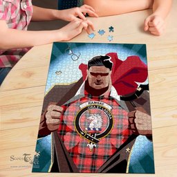 Scottish Ramsay Modern Clan Tartan Puzzle - Supper Hero Style Scottish Plaid Tartan Plaid