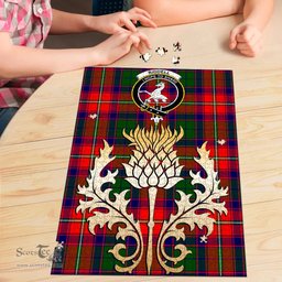Scottish Riddell Clan Tartan Puzzle - Thistle Gold Style Scottish Plaid Tartan Plaid
