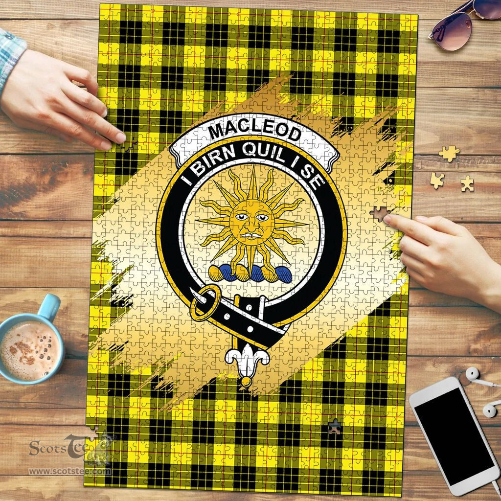 Scottish MacLeod of Lewis Modern Clan Tartan Puzzle - Gold Style Scottish Plaid Tartan Plaid