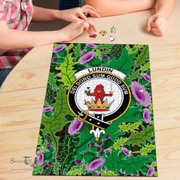 Scottish Lundin Clan Tartan Puzzle - Thistle Pattern Style Scottish Plaid Tartan Plaid