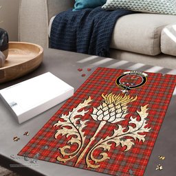 Scottish Fraser Weathered Clan Tartan Puzzle - Thistle Gold Style Scottish Plaid Tartan Plaid