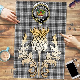 Scottish Douglas Grey Modern Clan Tartan Puzzle - Thistle Gold Style Scottish Plaid Tartan Plaid