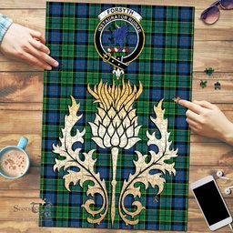 Scottish Forsyth Ancient Clan Tartan Puzzle - Thistle Gold Style Scottish Plaid Tartan Plaid