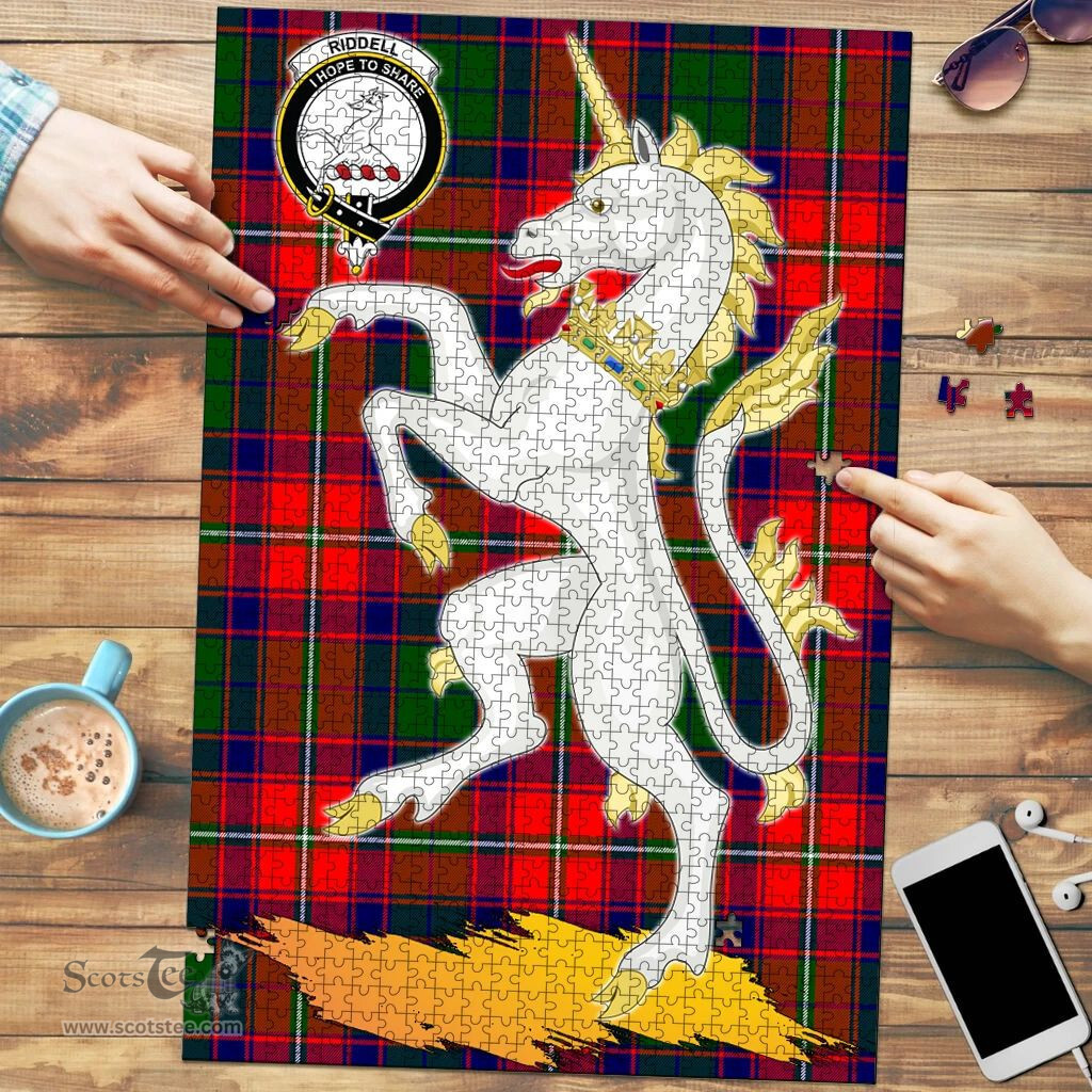 Scottish Riddell Clan Tartan Puzzle - Unicorn Style Scottish Plaid Tartan Plaid
