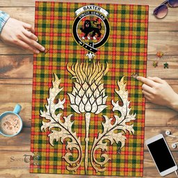 Scottish Baxter Clan Tartan Puzzle - Thistle Gold Style Scottish Plaid Tartan Plaid