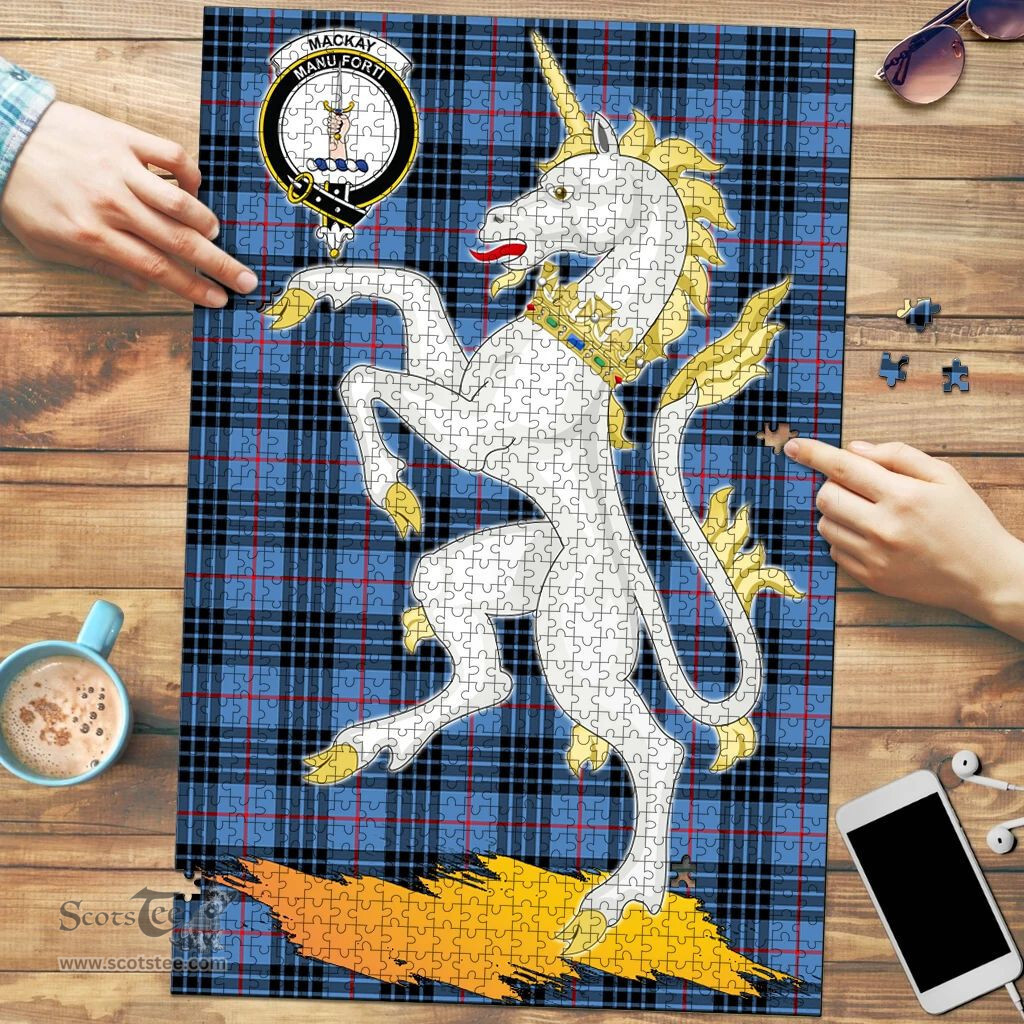 Scottish MacKay Blue Clan Tartan Puzzle - Unicorn Style Scottish Plaid Tartan Plaid