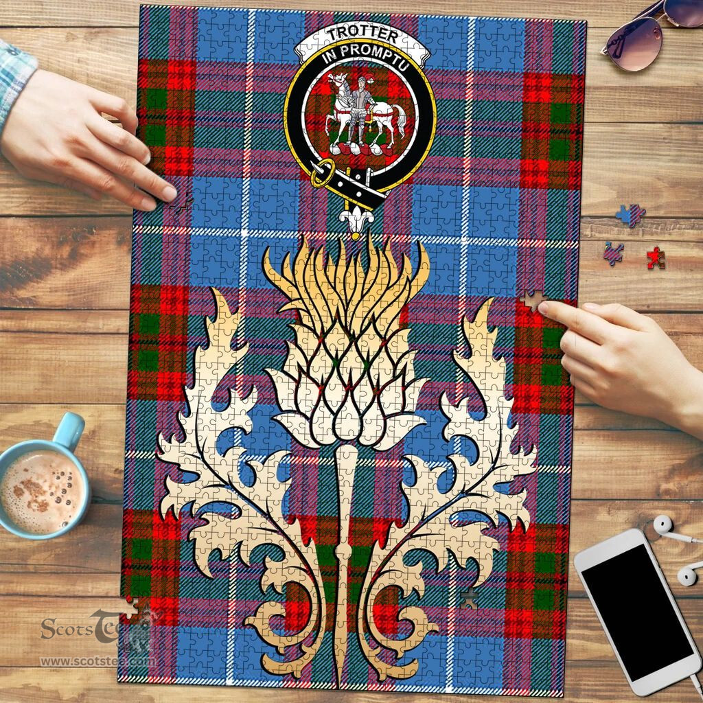 Scottish Trotter Clan Tartan Puzzle - Thistle Gold Style Scottish Plaid Tartan Plaid