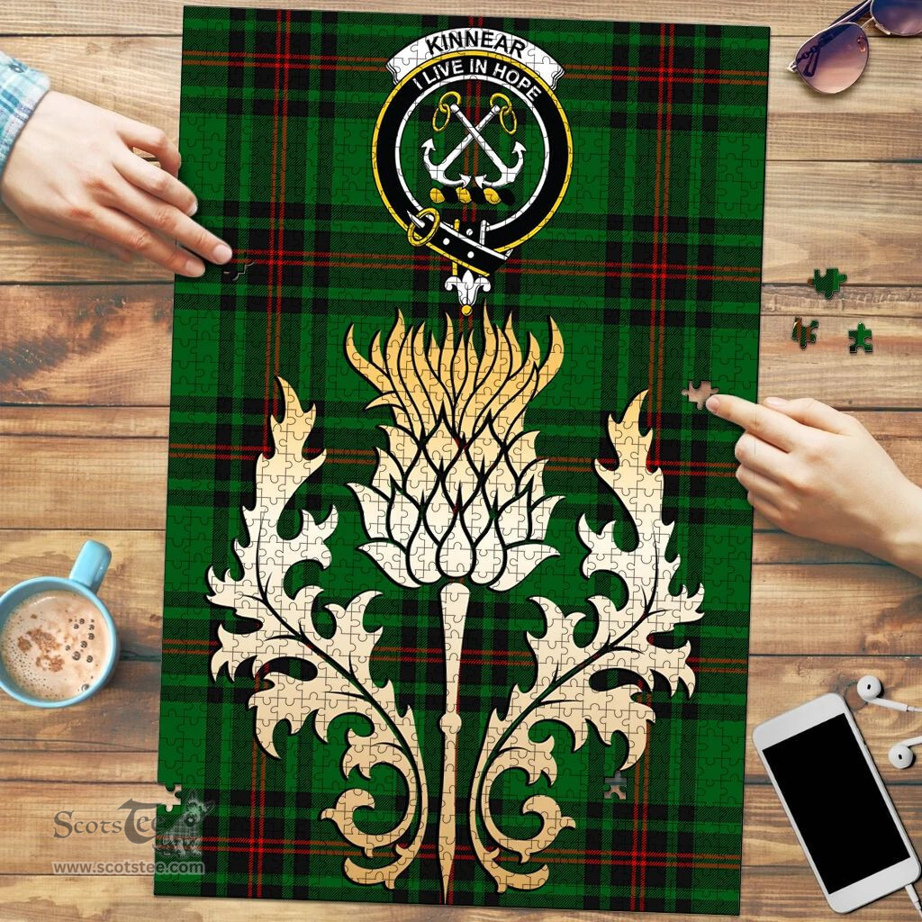 Scottish Kinnear Clan Tartan Puzzle - Thistle Gold Style Scottish Plaid Tartan Plaid