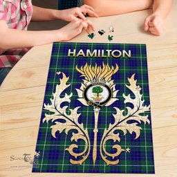 Scottish Hamilton Hunting Modern Clan Tartan Puzzle - Thistle Scotland Style Scottish Plaid Tartan Plaid