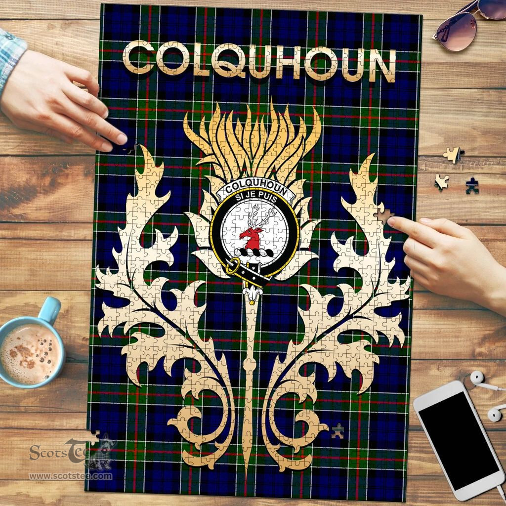 Scottish Colquhoun Modern Clan Tartan Puzzle - Thistle Scotland Style Scottish Plaid Tartan Plaid