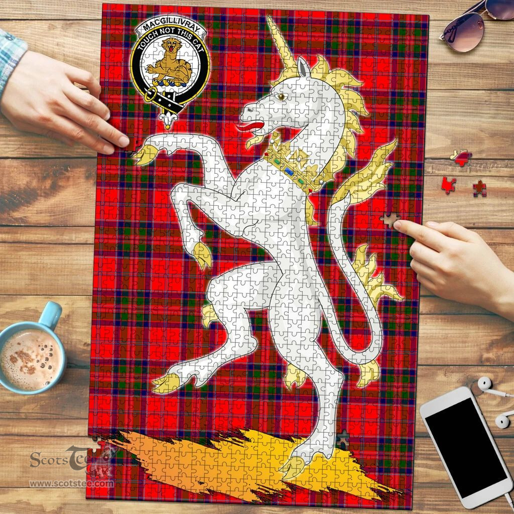 Scottish MacGillivray Modern Clan Tartan Puzzle - Unicorn Style Scottish Plaid Tartan Plaid