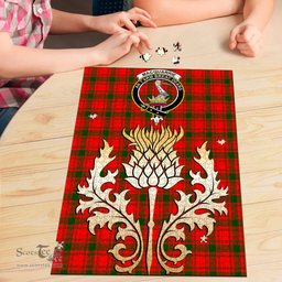 Scottish MacQuarrie Modern Clan Tartan Puzzle - Thistle Gold Style Scottish Plaid Tartan Plaid
