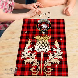 Scottish Cunningham Modern Clan Tartan Puzzle - Thistle Gold Style Scottish Plaid Tartan Plaid